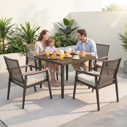 NATURAL EXPRESSIONS 5 Piece Outdoor Dining Set for 4, Wicker Patio Chairs - Image 3