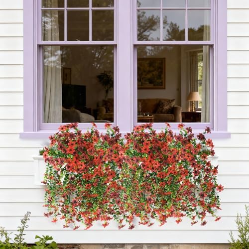 Artificial Flowers for Outdoors, 2 Pcs Faux Hanging Plants UV Resistant - Image 4