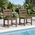 KINGYES Outdoor Armless Dining Chairs Set of 2,HDPE Patio Chairs,Brown by KINGYES
