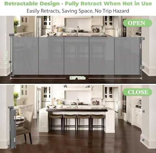 Reinforced 120" Extra Wide Baby Gates for Large Openings, Easy Install/Gray - Image 3