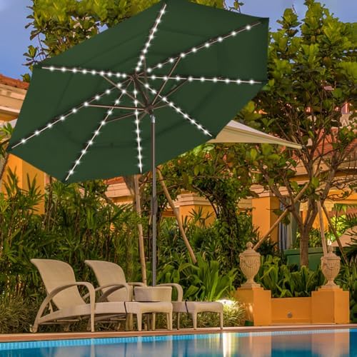 EliteShade USA 10-Year-Non-Fading 9ft 3-Tier Market Patio Umbrella, Commercial Table Umbrella with 80 Solar LED Lights, Crank Open, Windproof & UPF 50+ UV Protection for Garden, Deck, Pool, Backyard, Fern - Image 4
