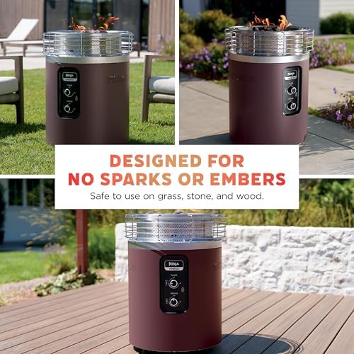 Ninja Fireside360 Fire Pit/Heater, 80,000 BTU, 3 Modes, Push Start, Maroon - Image 2
