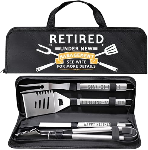Retirement Gifts for Men, Retired Gifts for Men, Dad, Grandpa, Coworker, Teacher, Boss, Grilling Accessories, Heavy Duty Stainless Steel Grill Set BBQ Grill Tools for Outdoor Grill with Aluminum Case by Unknown