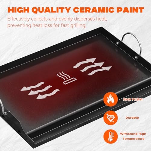 onlyfire 25" x 16" Ceramic Coated Non-Stick Flat Top Griddle Insert - Image 4