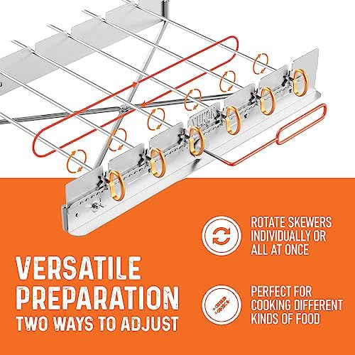 Yukon Glory Rotating Kabob Skewer Rack, Stainless, 6 Metal Skewers - Image 4