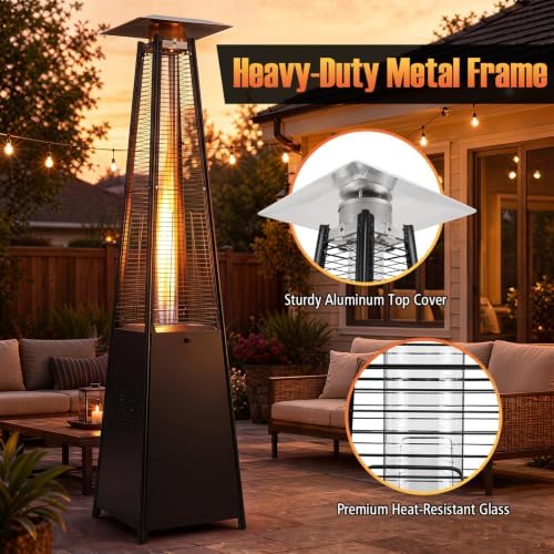 Tangkula 45000 BTU Pyramid Patio Heater with Wheels & Zippered Cover - Image 7