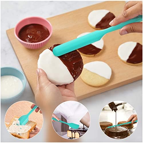 HOTEC 600℉ Heat Resistant Silicone Rubber Spatula Set, Aqua Sky, Set of 5 - Image 3