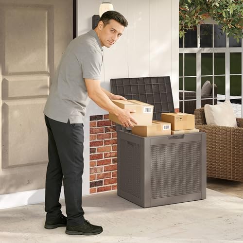 PatioZen 35 Gallon Package Delivery Boxes for Outside, Lokable Secure Resin Package Delivery Box with Lid, Waterproof and Anti-Theft for Outdoor Front Door, Porch, Curbside, House(Grey) - Image 5