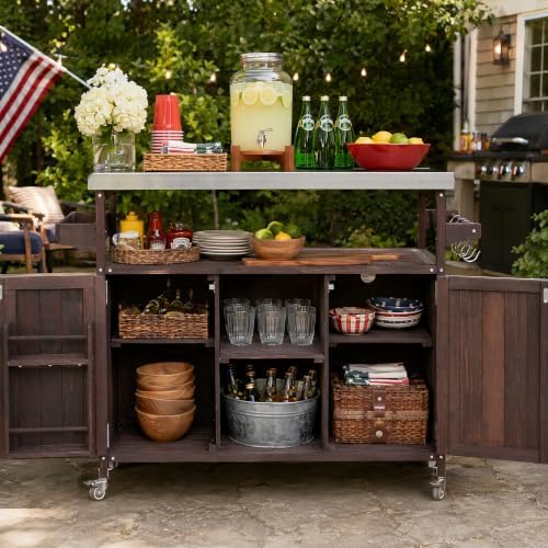 50.25" W Grill Cart with Stainless Steel Tabletop, D Brown - Image 2
