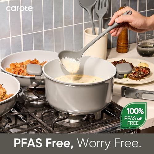 CAROTE 27pcs Ceramic Cookware Set, Pots and Pans Set with Detachable Handle - Image 4