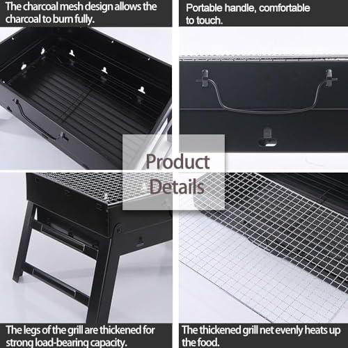 Portable Charcoal Grill Foldable 17" BBQ Charcoal Grill Compact Tabletop Barbecue Grill Small BBQ Grill for Outdoor Travel Backyard Picnic Beach - Image 6