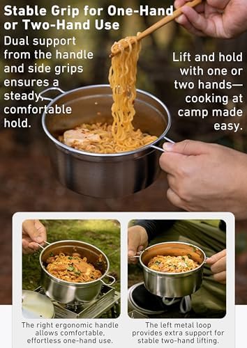 CAMPINGMOON 2L Camping Pot 304 Stainless Steel Wide Mouth S371 - Image 4