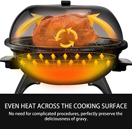 Electric Grill, Techwood Indoor/Outdoor Electric Barbecue Grill, 1600W Portable Removable Tabletop Grill with Adjustable Heat, Double Layer Design for Party, Patio & Backyard (Black) - Image 5