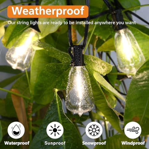 Brightever 200FT Outdoor String Lights with Remote, 2700K/4000K/5000K Selectable LED String Lights for Outside with 100+4 ST38 Edison Bulbs, 3 Modes Dimmable Patio Lights Waterproof for Camping, Deck - Image 5