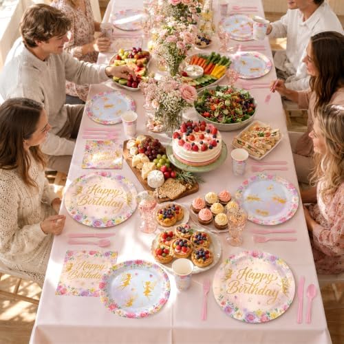 168 Pcs Glod Glitter Fairy Birthday Party Decorations, Serves 24 - Image 6