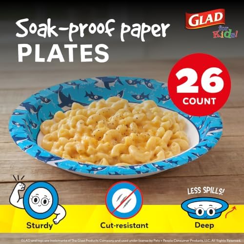 Glad for Kids Sharks Disposable Paper Plates, 8.5 Inch 26 Count - Image 2