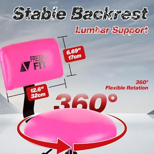 Shop Stool with Backrest, Mechanic Garage Stool for Workshop, Adjustable Shop Stools Chair, Padded Workbench Stools for Men Women, 300 LBS Capacity, 360° Swivel PVC Seat, Heavy Duty, Pink - Image 5
