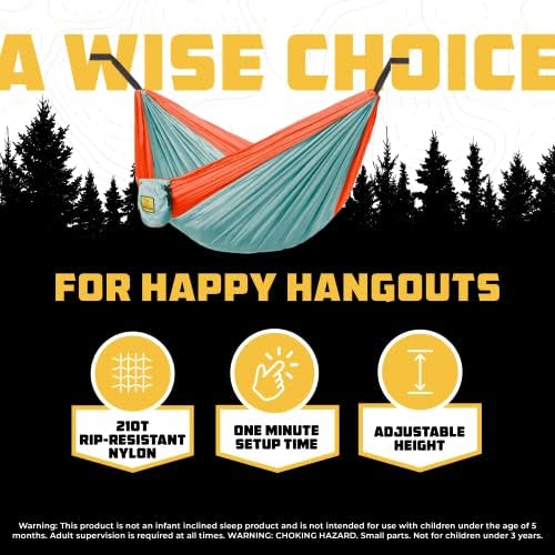Wise Owl Outfitters Kids Hammock - Small Camping Hammock, Kids Camping Gear w/Tree Straps and Carabiners for Indoor/Outdoor Use - Kid Size Green & Blue - Image 5