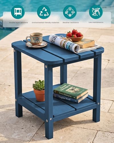 SERWALL Adirondack Table Set of 4, Outdoor Side Table- Blue - Image 4