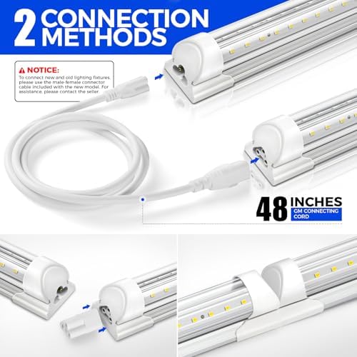 Barrina T8 LED Shop Lights 5FT, 50W 6500LM 5000K, High Output Tube, 6 Packs - Image 5
