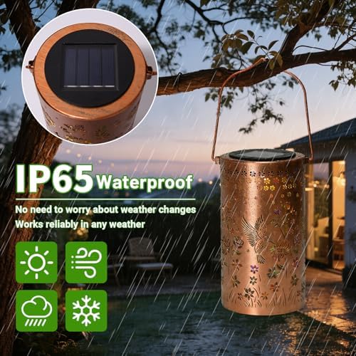 Hummingbird Mmulticolor Solar Lanterns for Outdoor Indoor, Colorful Garden Decor Gifts for Women Mom Grandma Hanging Solar Lights Metal Solar Decoration Outside for Yard, Patio, Backyard, Porch - Image 6
