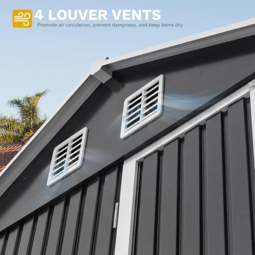 DWVO 10x8 FT Outdoor Storage Shed with 3 Lockable Doors and Window - Image 6