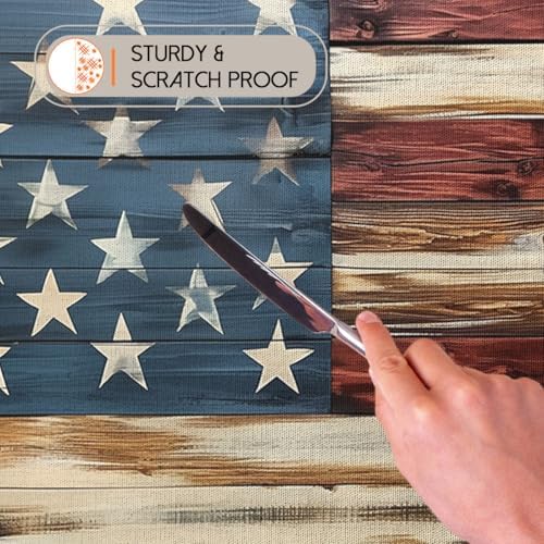 USA Flag Tablecloth 54x54 Inch Square American Wood Grain Patriotic Table Cloth Decorations Table Cover for Party Picnic Kitchen Dinner Decor Outdoor - Image 5