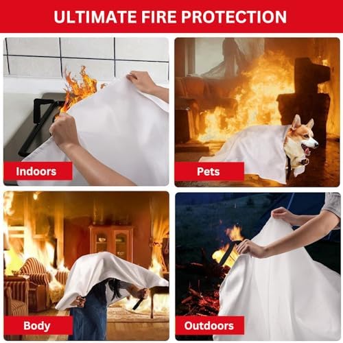 Emergency Fire Blanket for Home & Kitchen, Fiberglass Fire Suppression Blanket, 40" x 40" Heat Resistant Fire Safety Blanket for Grill, Fireplace, Camping, Car, Office & Emergency (Pack-04) - Image 5