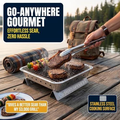 Pull Start Fire Grill, Natural Hardwood Charcoal, Portable 3hr Burn, 2 Pack - Image 6