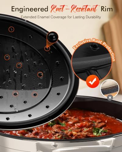 Nuwave 6 Qt PFAS-Free Enameled Cast Iron Dutch Oven Pot with Lid, Chiffon - Image 4