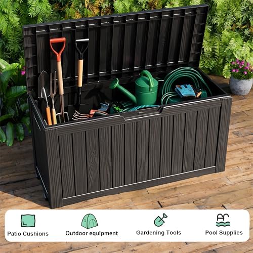 PatioZen 75 Gallon Resin Deck Box, Lockable Outdoor Storage Box for Patio Cushions Storage Furniture,Garden Tools, Pool Supplies, Weatherproof and UV Resistant (Black) - Image 7