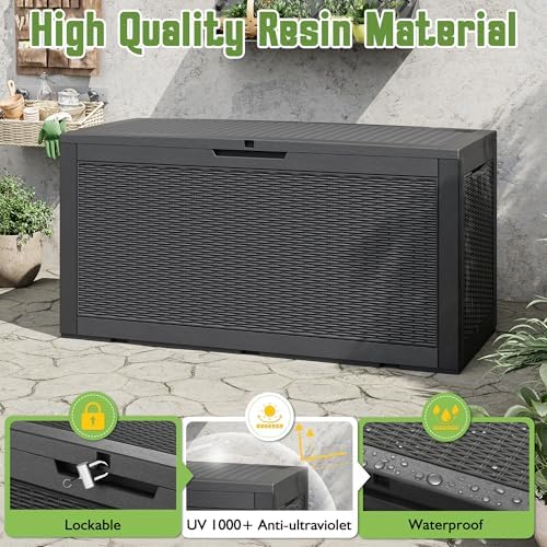 Outdoor Storage Waterproof Deck Box for Patio (100 Gallon, Black) - Image 4