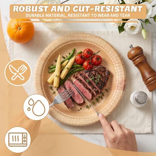 30 Pcs Deep Paper Plates 8.5 inch, Double Thick & Extra Sturdy Wood Grain Paper Plates, Microwave Safe, Soak Proof Disposable Plates for Woodland Baby Shower, Camp Party, Birthday Party - Image 6