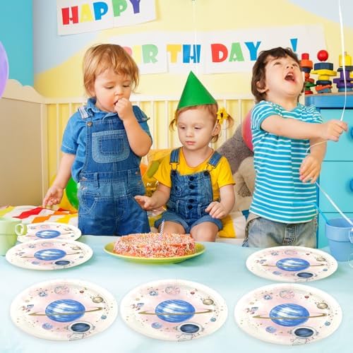 50PCS Space Themed Paper Plates Party Supplies Decorations, 7Inch Outer Space Dessert Plates Disposable Astronaut Planet Cake Plates Tableware Dinner Set for Boys Girls Birthday Baby Shower - Image 6