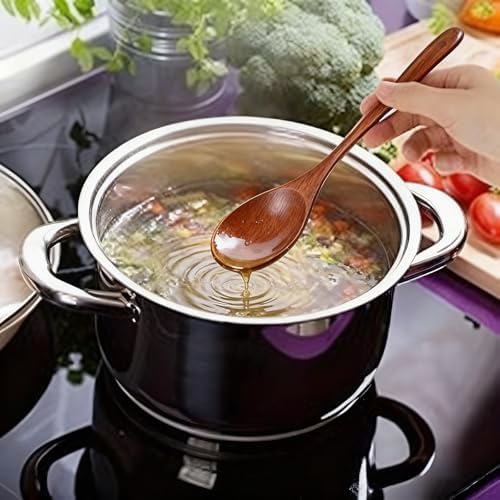 cobee Wooden Spoon and Fork for Eating,8Pcs Wood Dinner Utensil Set Handmade Reusable Kitchen Wooden Flatware Tableware Cutlery Set for Stirring Cooking Camping Party 9 Inch - Image 5
