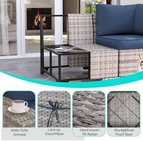 Outdoor Patio Furniture Set PE Wicker Rattan Outdoor Sectional Sofa - Image 3