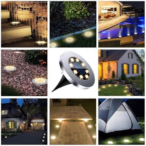 4.6 Inch Diameter Solar Ground Lights, Waterproof Solar Garden Lights, Outdoor Garden Waterproof Bright in-Ground Light, Landscape Lighting for Pathway,Yard,Lawn,Patio,Walkway (16 Pack Warm Light) - Image 7
