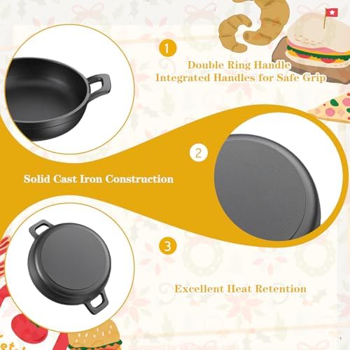 Mini Cast Iron Skillets Set of 6, 4.8 Inch Small Cast Iron Pans with Double Handles, Black Individual Serving Skillets for Frying Baking Roasting, Oven Safe Ramekins for Kitchen Indoor Outdoor - Image 3