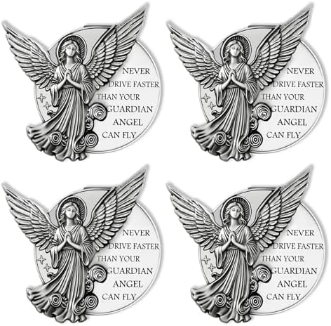 Guardian Angel Visor Clip for Car,Never Drive Faster Clip 2.95 Inch, Drive Safe Inspirational Gifts for Women Men (4pcs Guadian Angel Pouch Pack) by Meliatomia