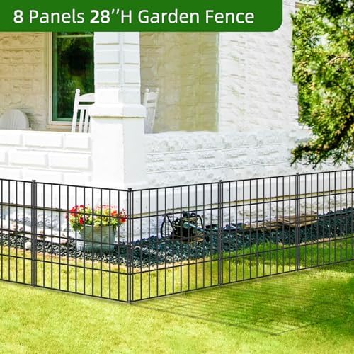Metal Garden Fence 28 in x 23.3 ft, Outdoor Dog Fence with Stakes for Yard - Image 5