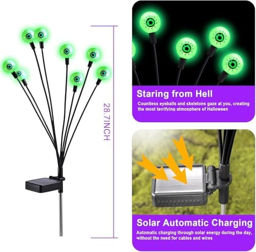 ASMAD Halloween Decorations Outdoor Solar Scary Eyeball Lights,8Pack 64LEDs - Image 5