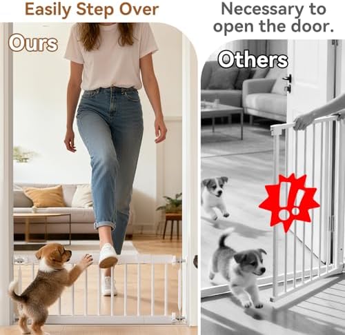 Short Dog Gate,18"-45" Adjustable Extra Wide Metal Short Dog Gate to Step Over, 13" Tall Small Pet Gate with 3 Extension Kits - Image 4