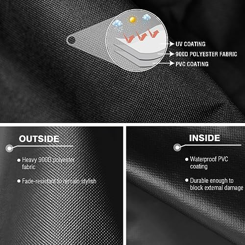 Tuyeho Grill Cover 65 x 30 x 46 inch, 900D Heavy Duty Gas BBQ Cover w/Side Fasteners Straps, Waterproof & Weather Resistant for Your Weber, Char-Broil, Brinkmann, Holland, Jenn Air (Black) - Image 6