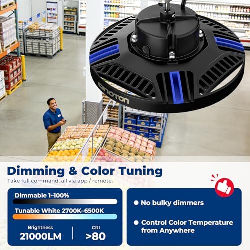 CINOTON Smart 150W 21000LM UFO LED High Bay Shop Light, ETL Listed 2 Pack - Image 2