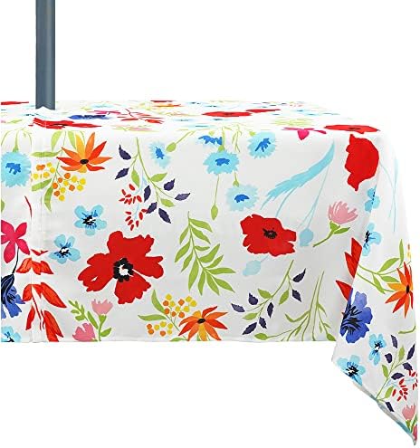 Outdoor Tablecloth with Umbrella Hole Umbrella Tablecloth Patio Tablecloths with Zipper for Courtyards, Terraces, and Beaches 60 x 102 in by Rodvnyh