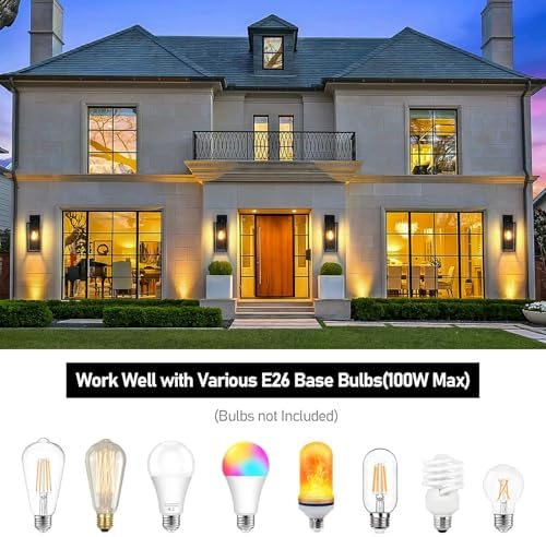 BesLowe 15’’ Large Outdoor Wall Lights, Modern Black Exterior Wall Lanterns - Image 3