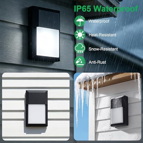 LIT-PaTH Outdoor Wall Light Fixture, Aluminum, LED 5000K, Black, 2 Pack - Image 3
