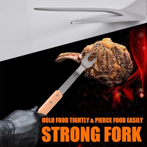 3Pack Barbecue Tool Sets,HONSHEN Heavy Duty Stainless Steel Lifting Ring and Wooden Handles BBQ Tool Sets,Grill Accessories,Grilling Spatula,Fork,Tongs for Outdoor Grill Cooking (BBQ Tools Set-LR-3P) - Image 2
