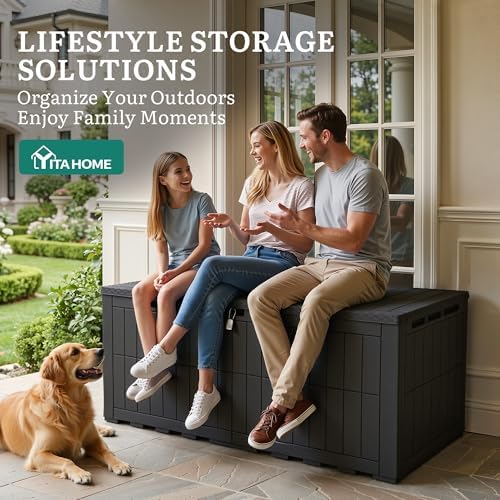YITAHOME 200 Gallon Large Outdoor Storage Box XL Resin Deck Box with Lock - Image 6