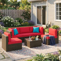 Vongrasig 6 Piece Small Patio Furniture Sets, Outdoor Sectional Sofa, Red by Vongrasig